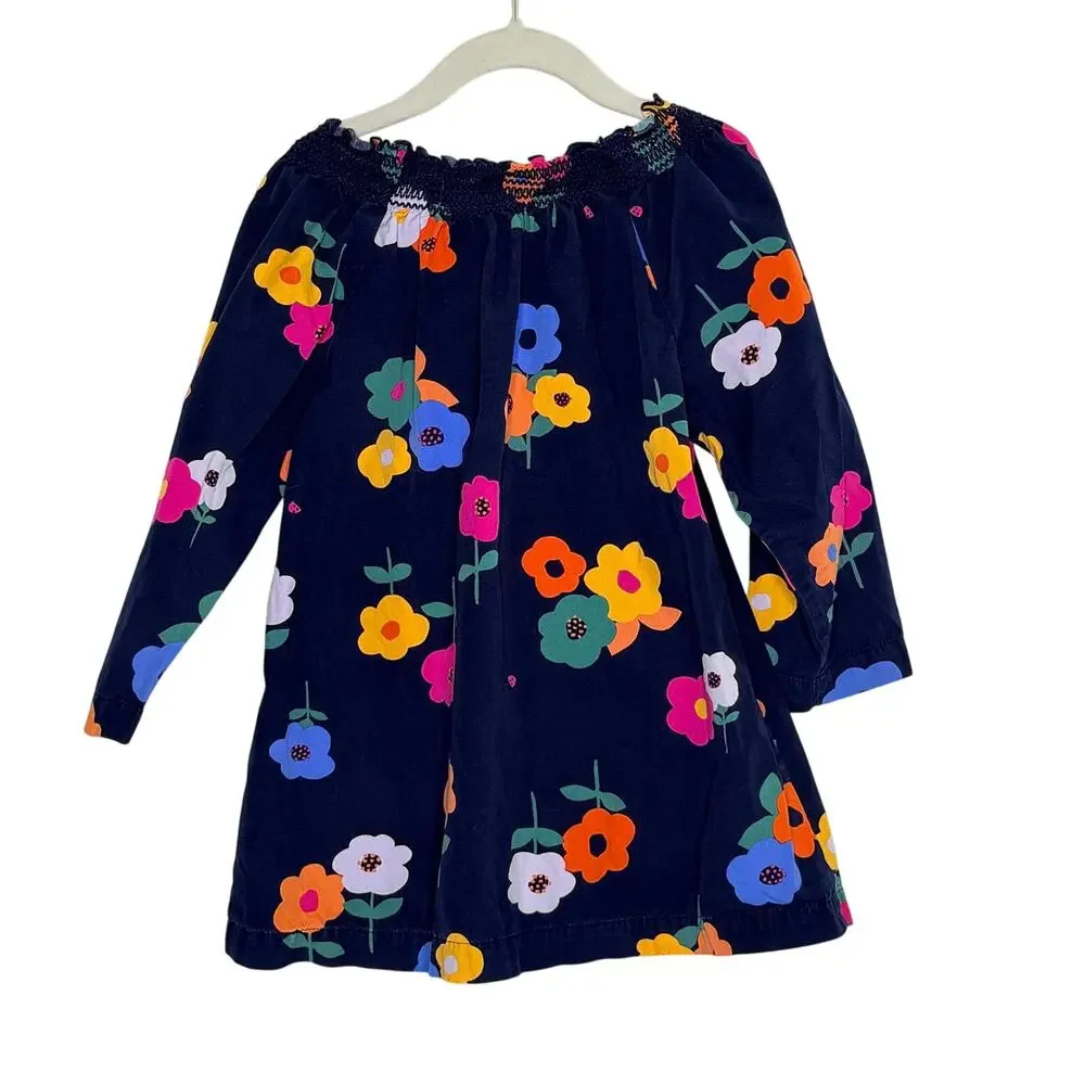 Hanna Andersson Colorful Bright Floral Tunic Top 8 Long sleeve Navy Blue